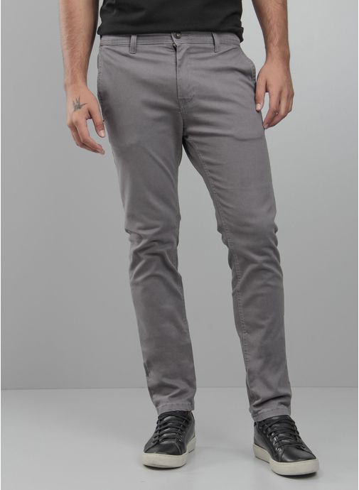 calça sarja masculina cinza