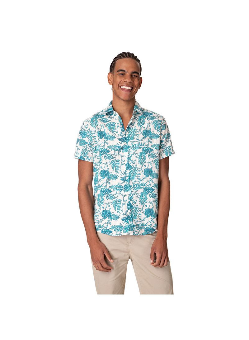 camisa estampada com folhagens
