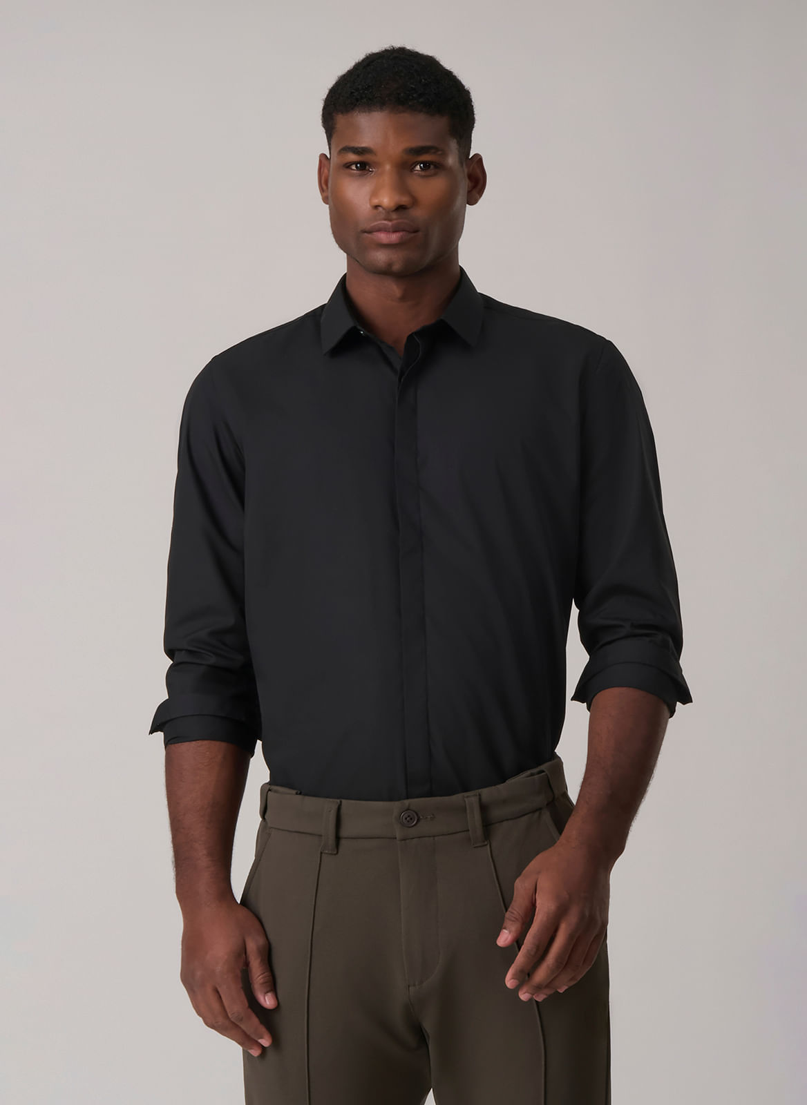 Camisa Social Vista Coberta Lisa