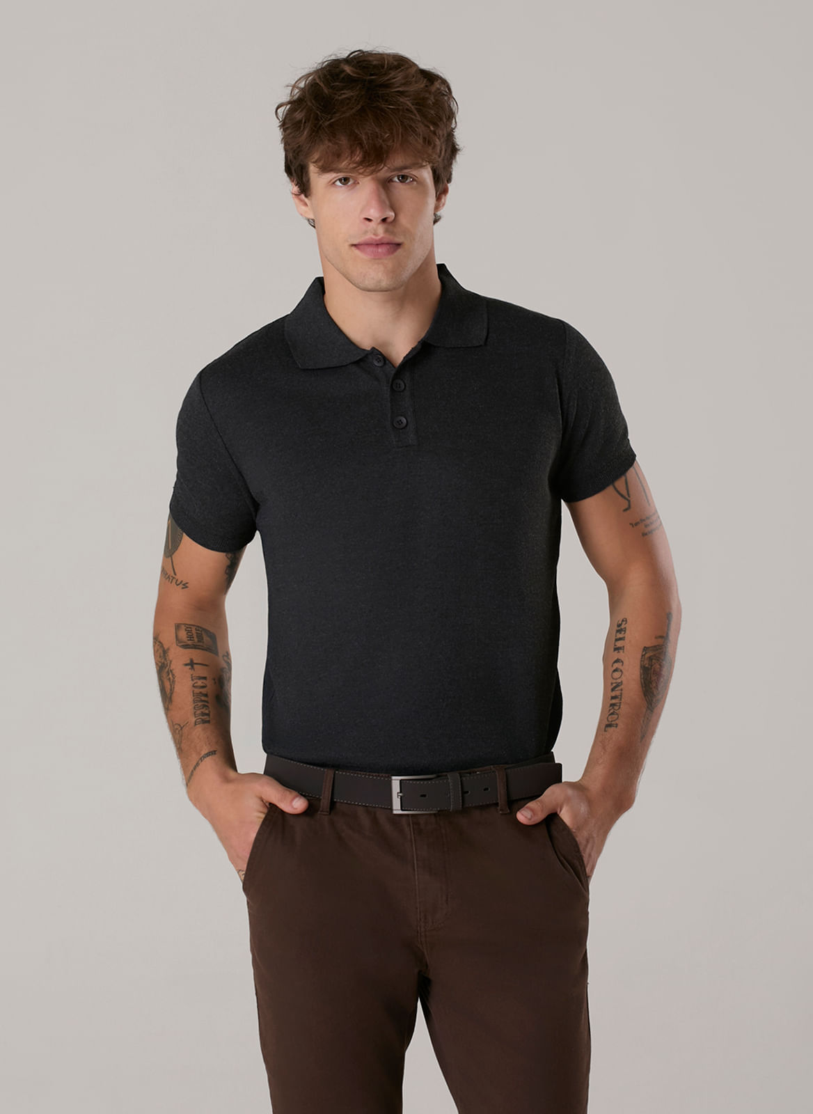 Tricot Polo 3 Botões