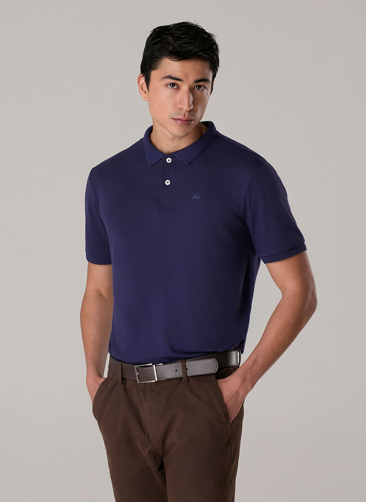 Polo Viscose Seta Com Bordado