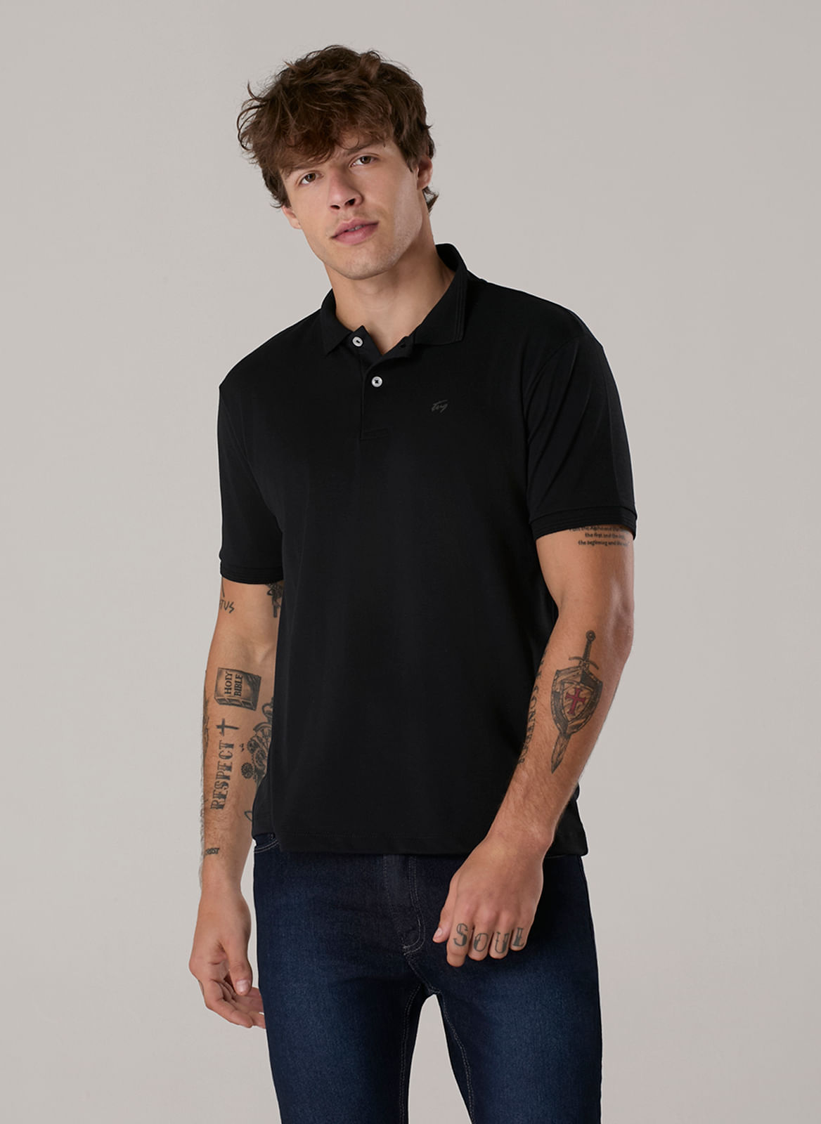 Polo Viscose Seta Com Bordado