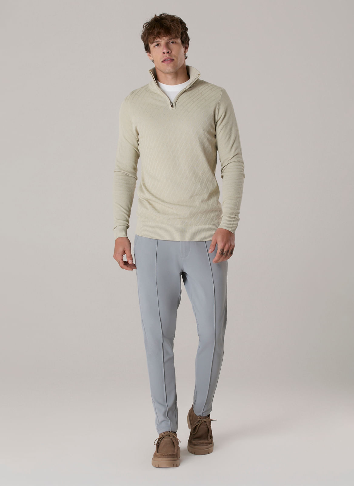 TRICOT TEXTURA MEIO ZÍPER - TNG