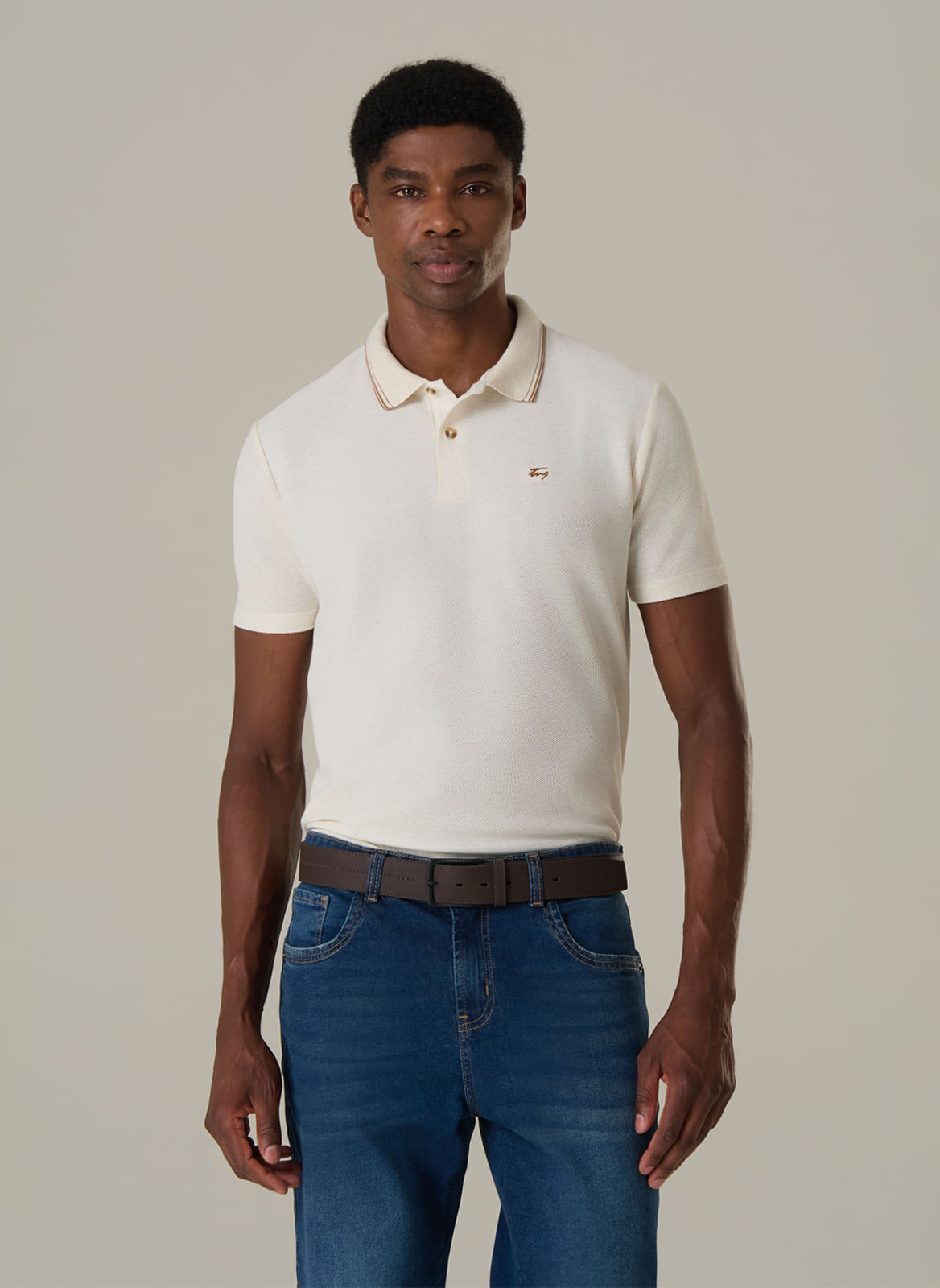 Polo Linho Bordado Manuscrito