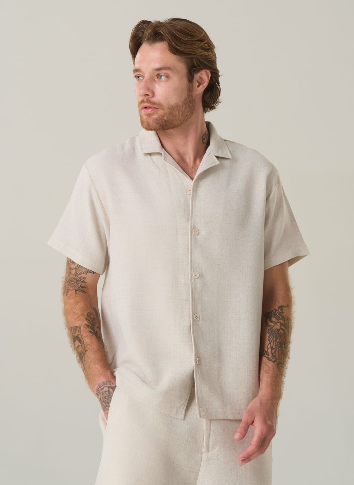 Camisa Linho Manga Curta