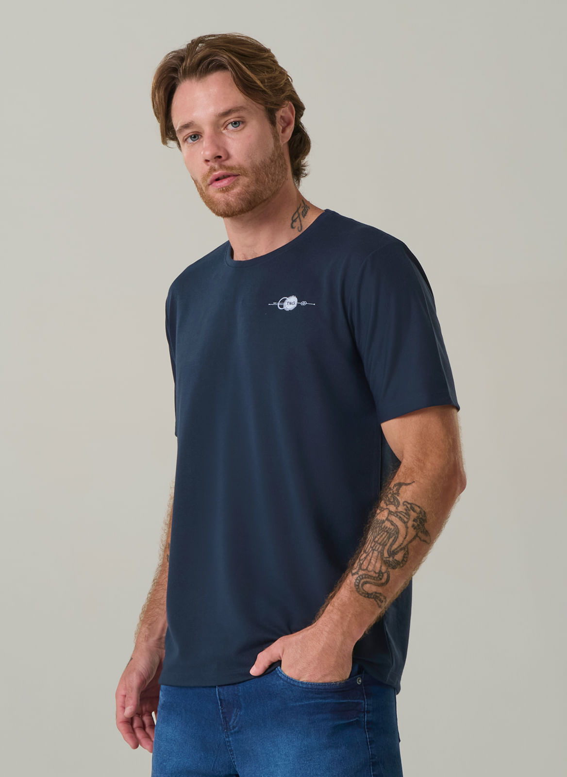 Camiseta Masculina Em Malha Crepe Texturizada