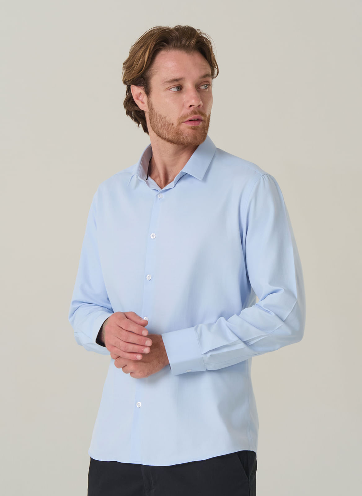 Camisa Casual Masculina Slim Maquineta Manga Longa