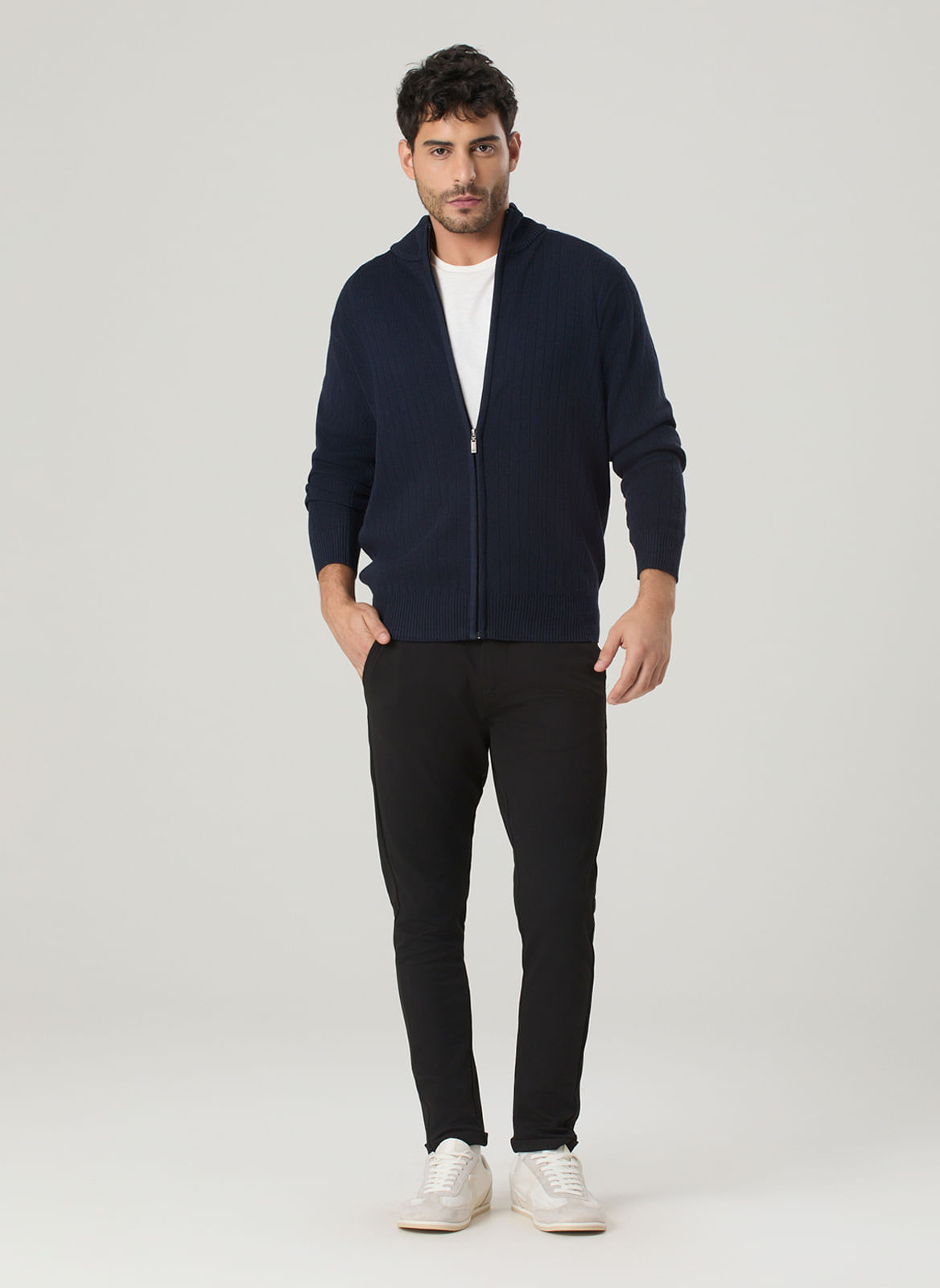 TRICOT CANELADO ZIPER TOTAL - TNG