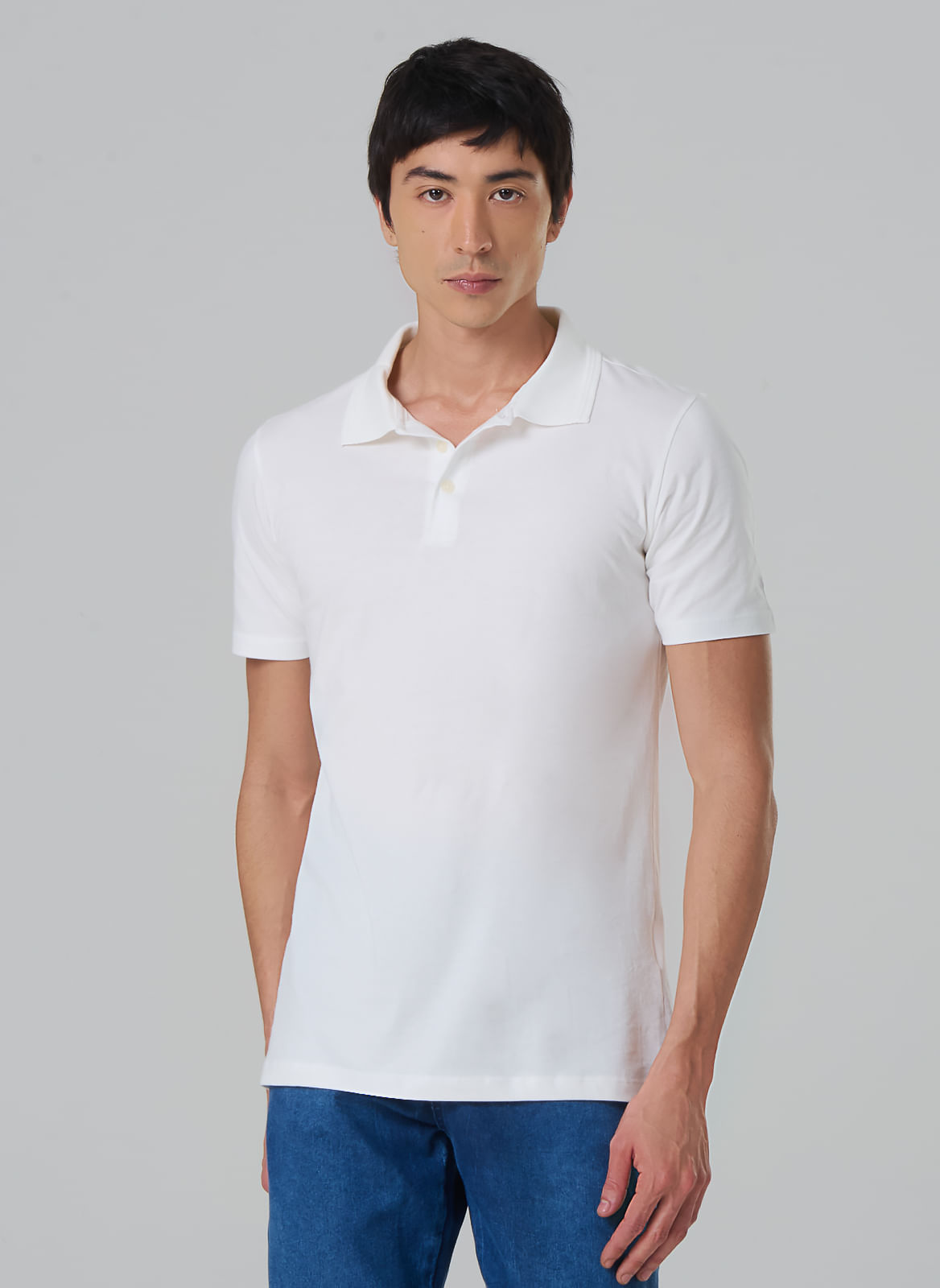 Polo Básica Masculina Em Meia Malha De Algodão