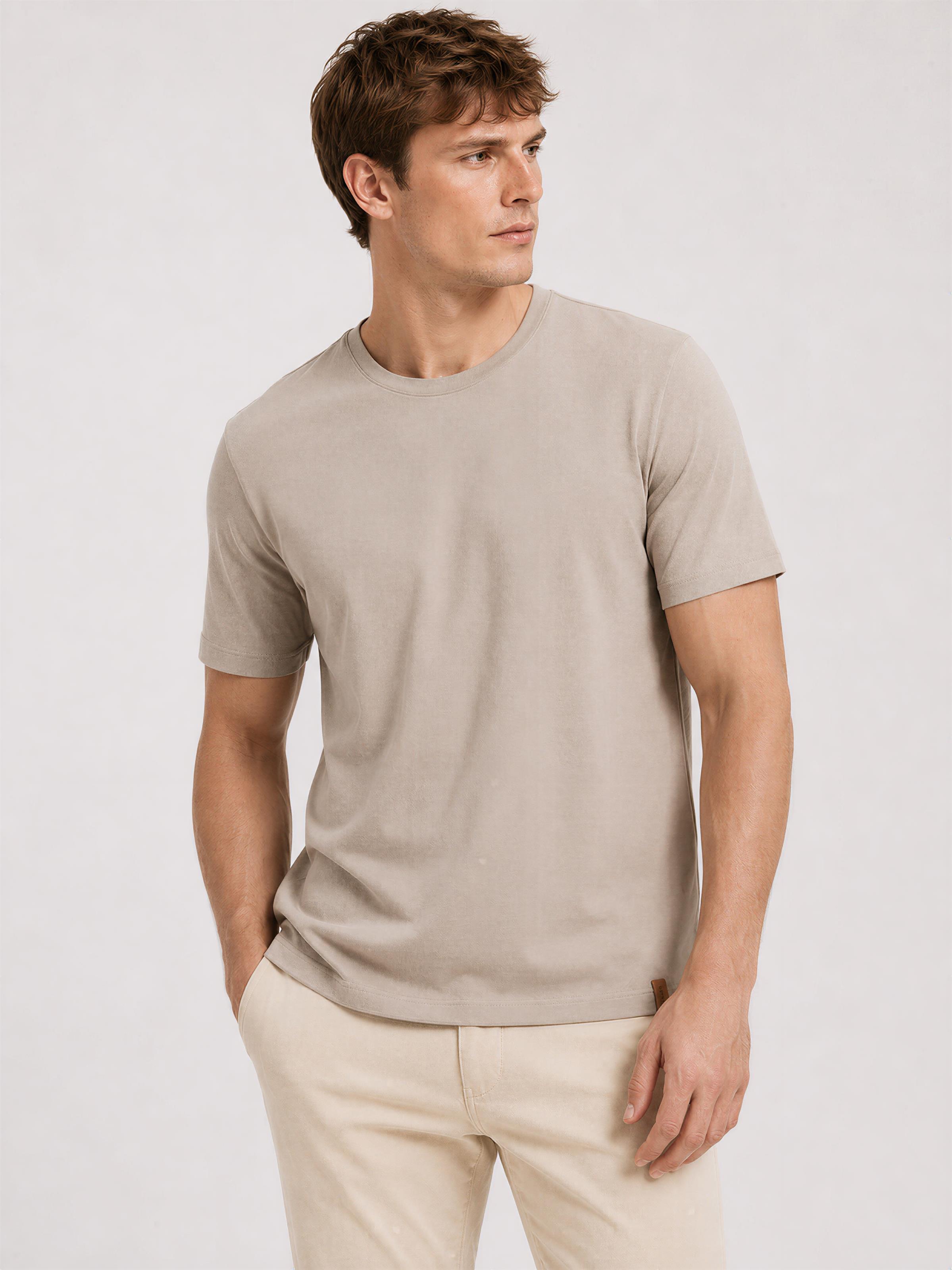 Camiseta Básica De Algodão Com Elastano